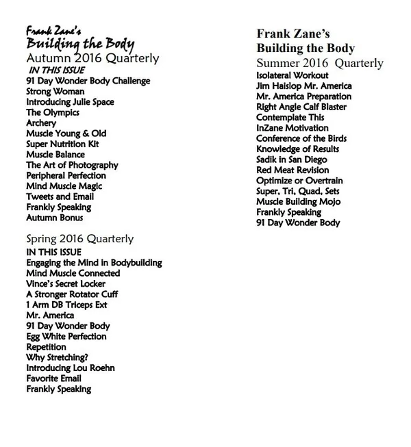 2016 Newsletter contents